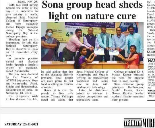 Sona Group head sheds light on nature cure - Published in Trinity Mirror