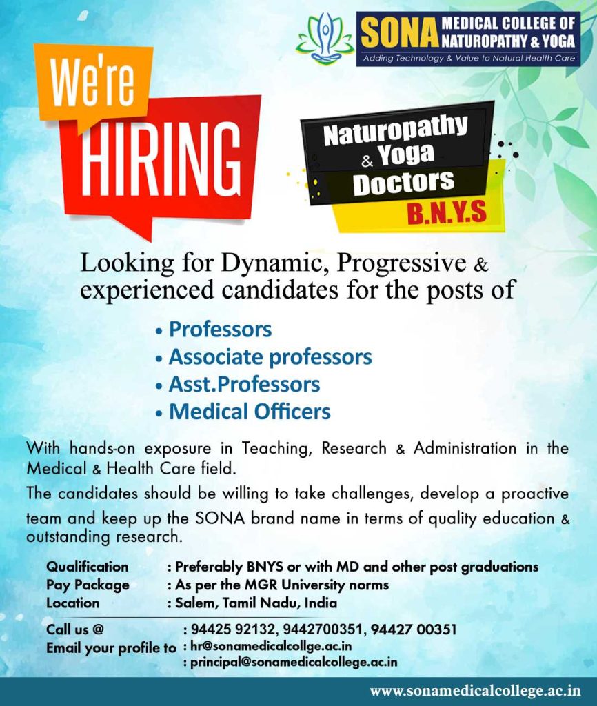 Job openings : sona medical college